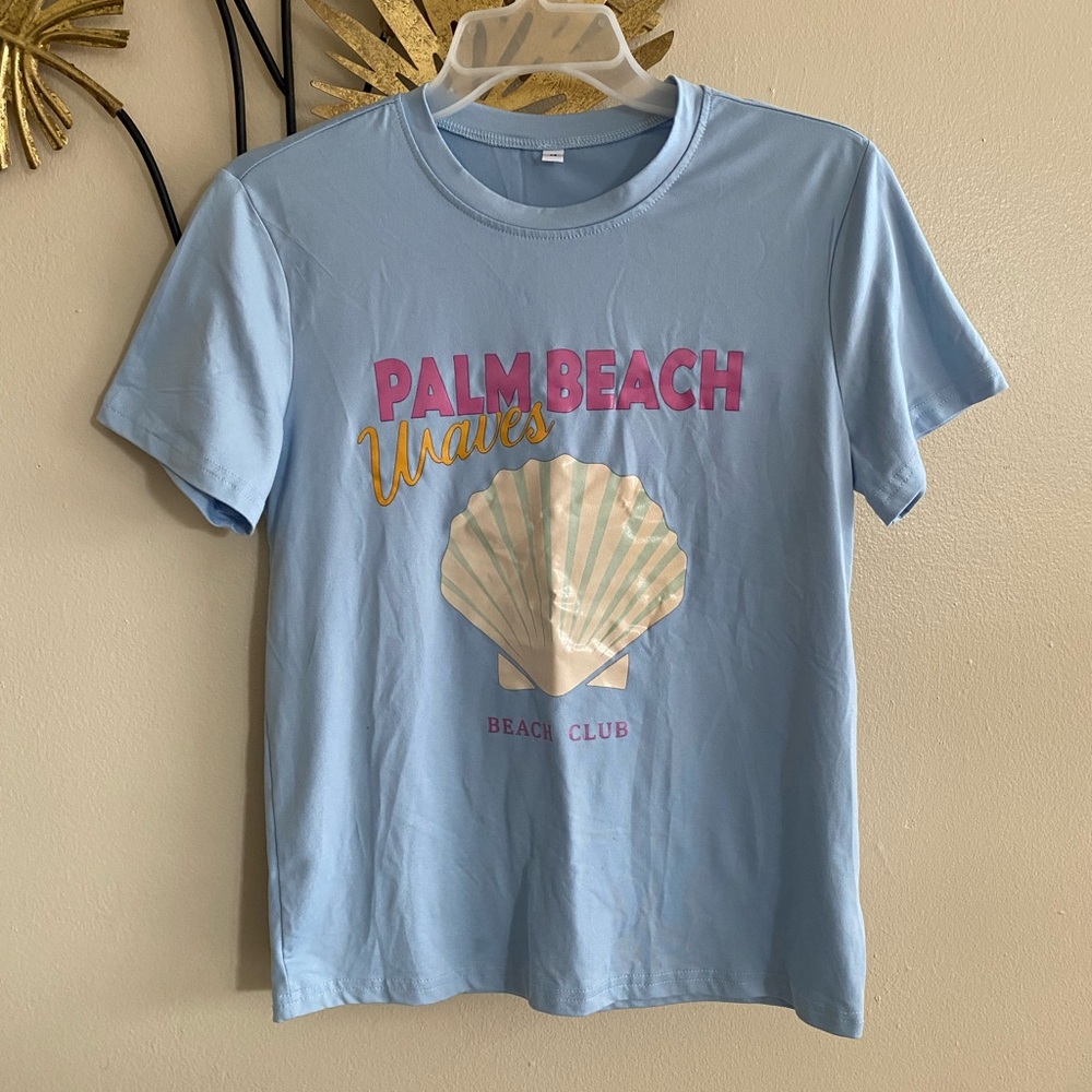 Palm Beach Waves Kids T-Shirt - Light Blue